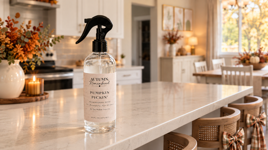 Pumpkin Pickin’ Homekeeping Tonic displayed in a warm, fall-inspired kitchen