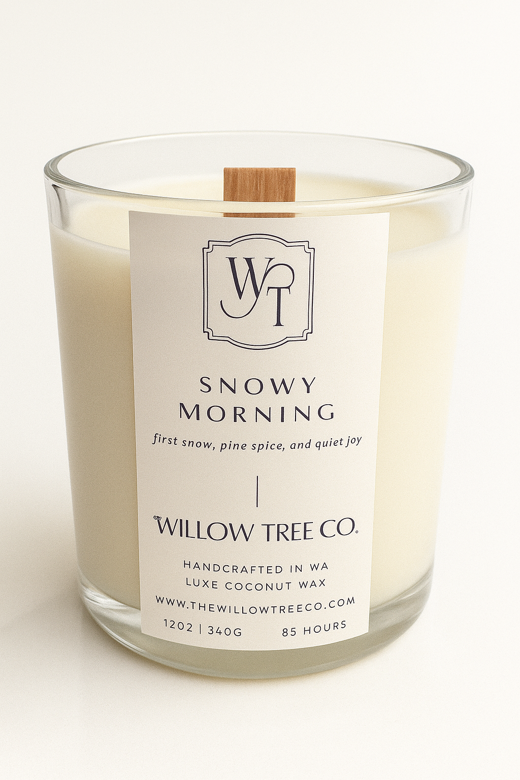 Candle with a label on a white background